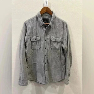 OBEY Propaganda long sleeve button up collar shirt blue/white stripped size L